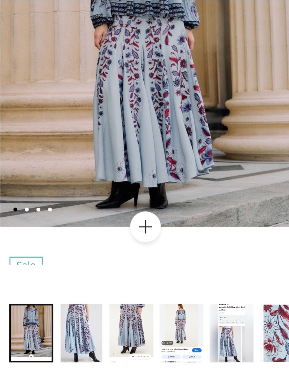 NWT Farm Rio Light Blue Floral Maxi Skirt